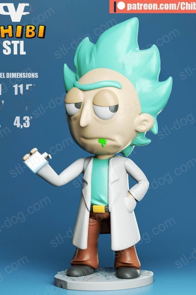瑞克和莫蒂 Rick Chibi 3D打印图纸
